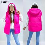 Болоневый жилет с капюшоном 026 ярко-розовый DIM