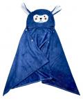 Детское полотенце с капюшоном Кролик - СИНИЙ 70*140 см на кнопках