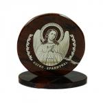 Икона из обсидиана круглая "Ангел Хранитель" диаметр 48мм