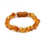 Браслет для детей из цельного янтаря "кусанка" 5мм цв.коньячный, 12см