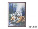 Алмазная мозаика арт. CK4280 Тигры в лесу 40х50 полная выкладка на подрамнике.