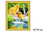Алмазная мозаика арт. HWA2670 Собаки у озера 40х50 полная выкладка на подрамнике.