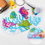 SPA-коврик для ванны на присосках Доляна «Морские жители», 36_68 см