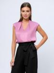 Блуза цвета пыльной розы с короткими рукавами и V-образным вырезом