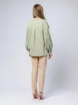Блуза цвета полыни с пышными рукавами и отложным воротником