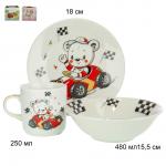 Набор посуды 3 предмета Мишка гонщик / C691# /уп6/12/ ПРОМО АКЦИЯ УПАКУЙ САМ