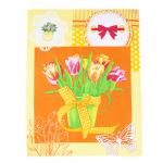 Набор вафельных полотенец 3 шт 449/3 Тюльпаны цвет оранжевый