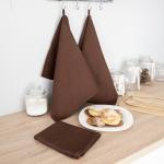 Набор вафельных полотенец Премиум 3 шт 45/70 см 896 темно-коричневый