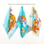 Набор вафельных полотенец 3 шт 45/60 см 3088-2 Тигрята