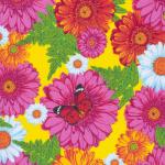 Полотенце вафельное 394/3 Герберы цвет желтый