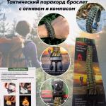 Браслет из паракорда с огнивом, компасом и свистком