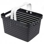 "Домашняя мода" Корзина пластмассовая "Береста" 30х22,5см h18см, съемные ручки, графит (Китай)
