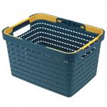 "Домашняя мода" Корзина пластмассовая "Береста" 30х22,5см h18см, съемные ручки, синий (Китай)