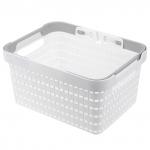"Домашняя мода" Корзина пластмассовая "Береста" 25,5х19,5см h13,7см, съемные ручки, белый (Китай)