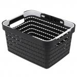 "Домашняя мода" Корзина пластмассовая "Береста" 25,5х19,5см h13,7см, съемные ручки, графит (Китай)