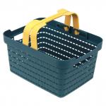 "Домашняя мода" Корзина пластмассовая "Береста" 25,5х19,5см h13,7см, съемные ручки, синий (Китай)