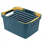 "Домашняя мода" Корзина пластмассовая "Береста" 25,5х19,5см h13,7см, съемные ручки, синий (Китай)