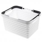 "Домашняя мода" Корзина пластмассовая "Береста" 30х22,5см h18см, съемные ручки, белый (Китай)