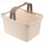 "Домашняя мода" Корзина пластмассовая "Береста" 30х22,5см h18см, съемные ручки, ванильный (Китай)