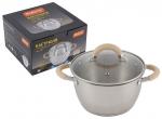 Кастрюля нерж.сталь с крышкой, 2,5 л, 18*11,5 см, серия Fortuna, ручки силикон, 7218 Mallony