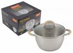Кастрюля нерж.сталь Fortuna с крышкой, объем 3,3 л, 20*12,5 см, матовый корпус, 7219 Mallony