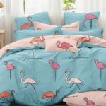 Комплект постельного белья "Разноцветные фламинго", поплин