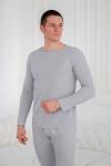 Нательное белье футболка длинный рукав и кальсоны футер серый меланж