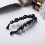 Банан для волос "Майли" ромашки, 10 см, чёрный