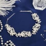 Аксессуар для волос "Мальви" бабочки на цветах, 21 см, серебро