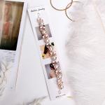 Аксессуар для волос "Моника" (на невидимках) цветы с бусинами, 27 см, золото