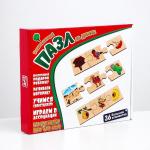 «Кто где живет? Кто что ест?» Играем в ассоциации, развивающий пазл из дерева, 36 больших элементов