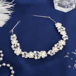 Аксессуар для волос "Никки" цветочки с листиками, 23 см, серебро