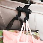 Вешалка-крючок на подголовник, два крючка, чёрный