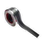 Защитная накладка на порог авто, под карбон с хром полосой, самоклеящаяся, 5?250 см