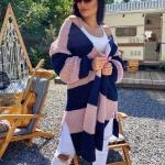 Вязаный кардиган полосы SN