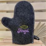 Варежка серая  с вышивкой "Angel"