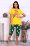 1235 Пижама женская бриджи-футболка Корги хвостик, р. 46-56, цв.желтый