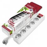 Сетевой фильтр Союз 5 гнезд, 1,5м, белый, выкл. с индикацией