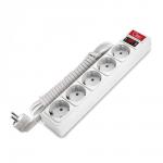 Сетевой фильтр Союз 5 гнезд, 5м, белый, выкл. с индикацией