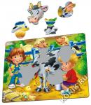 Пазл Larsen «Дети на ферме: корова», 18 эл.