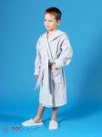 Детский махровый халат с капюшоном серебристый МЗ-04 (53)