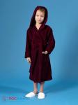 Детский махровый халат с капюшоном темно-бордовый МЗ-04 (122)
