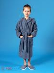 Детский махровый халат с капюшоном серый МЗ-04 (84)