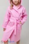Детский вафельный халат с капюшоном светло-розовый В-07 (8)
