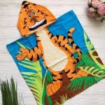 Детское пончо "Тигренок" 60*120 см велюр-махра хлопок 100%