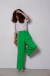 Брюки-палаццо с широкими шлёвками светло-зелёные