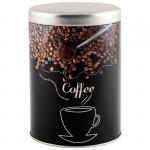 Банка с крышкой металлическая, круглая, объем 900 мл, дизайн "Кофе"