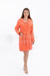 Халат махровый женский с капюшоном КОРАЛЛОВЫЙ