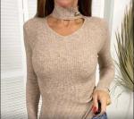 Джемпер  Женский 3003 "Вырез + Пуговка Ворот" Бежевый