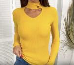 Джемпер  Женский 3003 "Вырез + Пуговка Ворот" Желтый